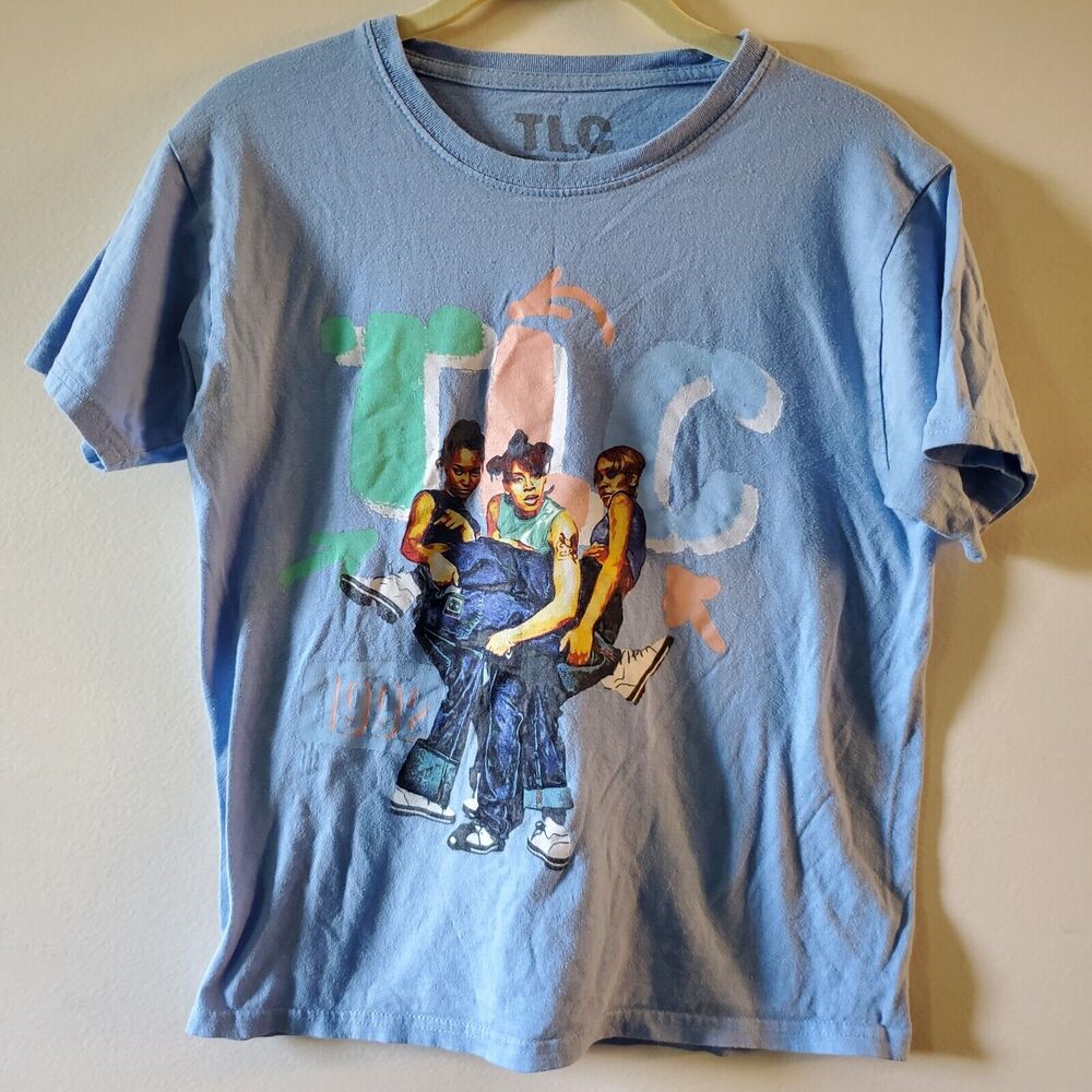 TLC Lefteye Tboz Chili 1992 Tour Blue Short Sleeved T Shirt Small Light Blue